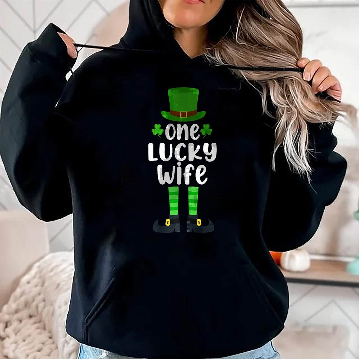 Best Wife Shirt, Wife and Husband Unisex T-Shirt/Hoodie/Sweatshirt HLT00 - Gift for wife T shirt, lucky wife   One Lucky Wife Funny St Patricks Day Lucky Shamrock Premium T-Sh