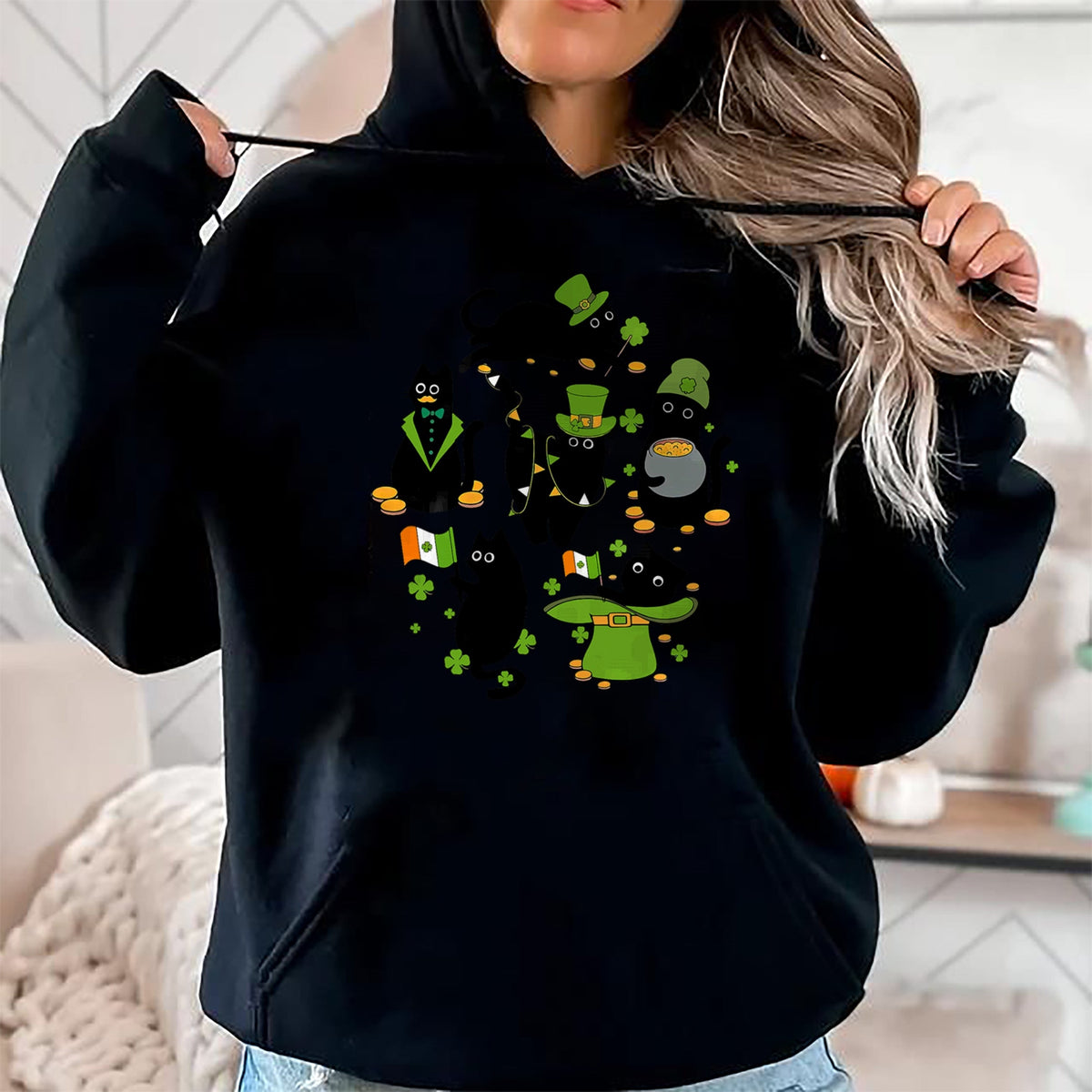Patrick Day Shirts for Family, Funny Patrick Day shirts, st patrick's day Unisex T-Shirt/Hoodie/Sweatshirt HLT00 - Shamrock Irish Black Cat Saint Patrick Day T-Shirt