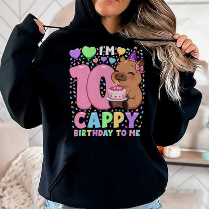 Cute Capybara Shirt, Funny Capybara UnisexT-Shirt/Hoodie/Sweatshirt HLT00 - Capybara Birthday Shirt Kawaii Girl Capybara 10th Birthday T-Shirt