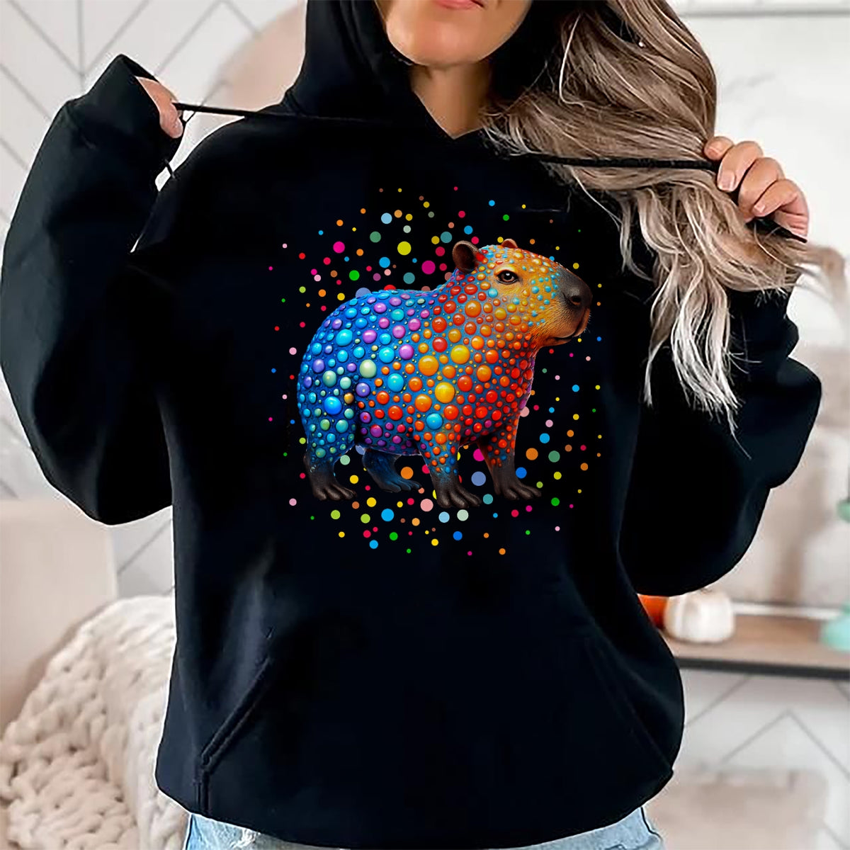 Cute Capybara Shirt, Funny Capybara Unisex T-Shirt/Hoodie/Sweatshirt HLT00 - Capybara Lovers Polka Dots Happy Dot Day Girls Boys Kids T-Shirt