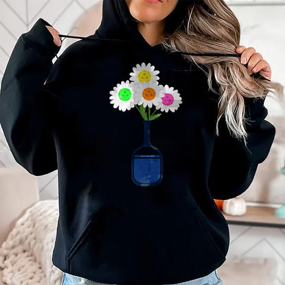 Funny Pickleball Shirt, Pickleball Lover Unisex T-Shirt/Hoodie/Sweatshirt HLT00 - Pretty Pickleball Flowers in Paddle Vase - Pickleball T-Shirt