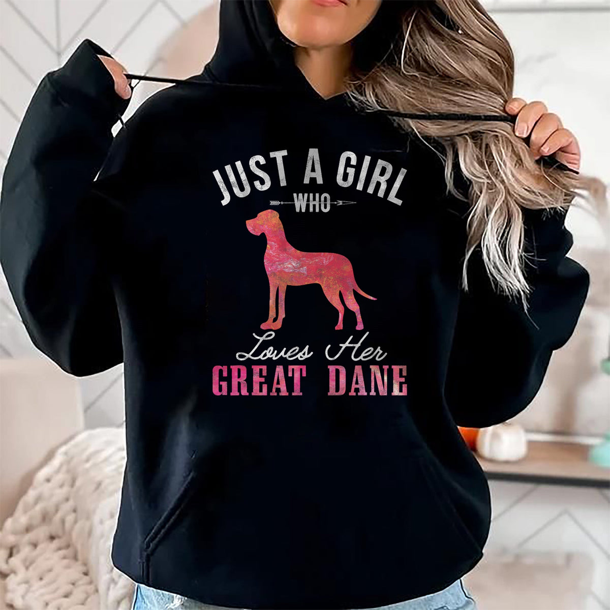 Dog Love Shirt, Dog Lover Gift T-Shirt/Hoodie/Sweatshirt HLT00 - Just A Girl Who Loves Her Great Dane Dog Owner Gift T-Shirt
