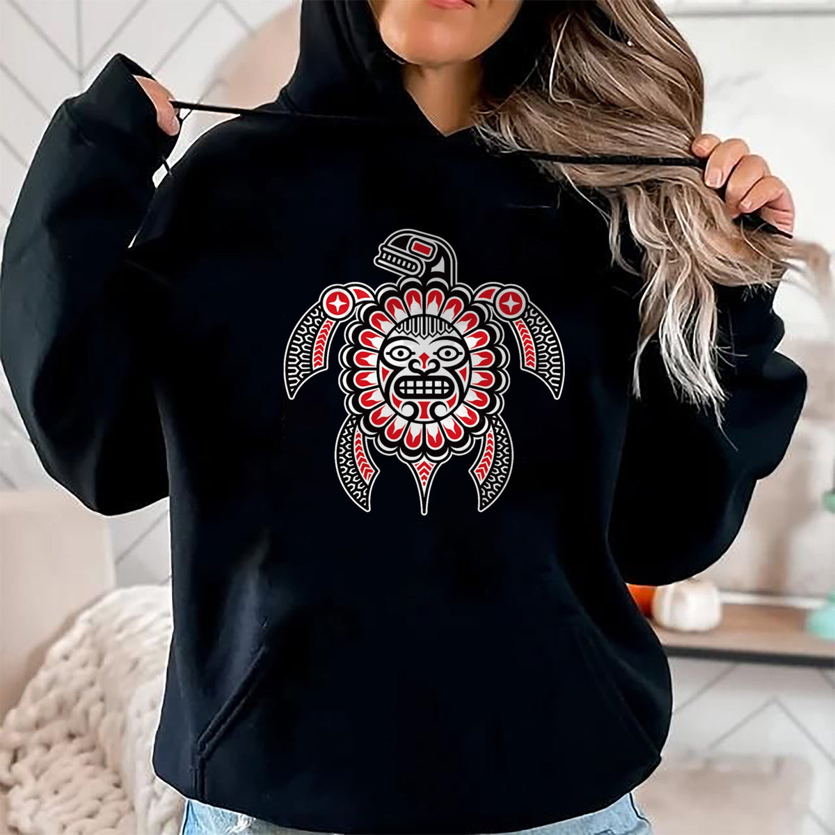 Native American T-Shirts, Vintage Native American Unisex T-Shirt/Hoodie/Sweatshirt HLT00 - Haida Turtle American Indian Native America Indigenous