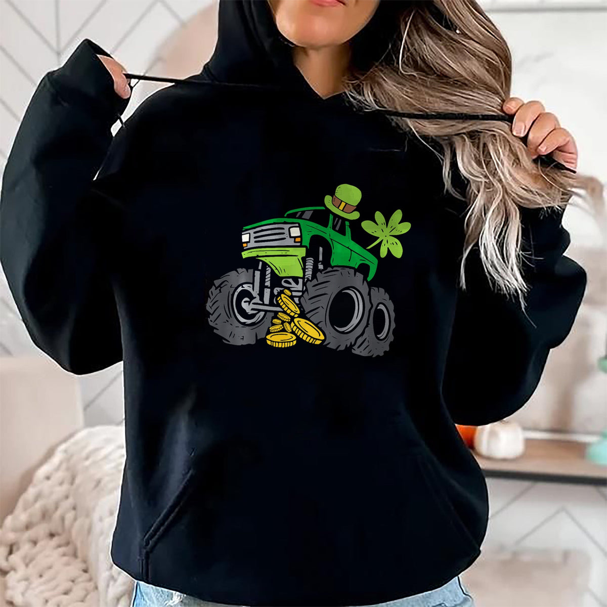 Patrick Day Shirts for Family, Funny Patrick Day shirts, st patrick's day Unisex T-Shirt/Hoodie/Sweatshirt HLT00 - Kids Leprechaun Monster Truck Shamrock St Patrick Day T-Shirt