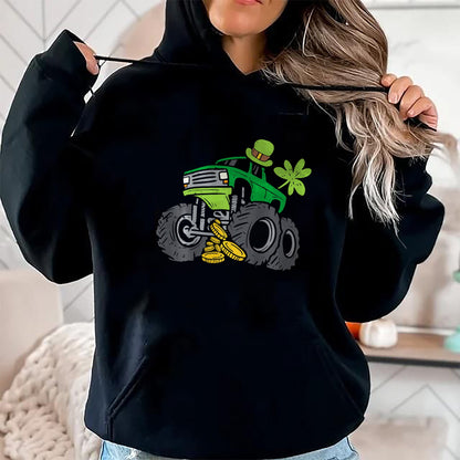 Patrick Day Shirts for Family, Funny Patrick Day shirts, st patrick's day Unisex T-Shirt/Hoodie/Sweatshirt HLT00 - Kids Leprechaun Monster Truck Shamrock St Patrick Day T-Shirt