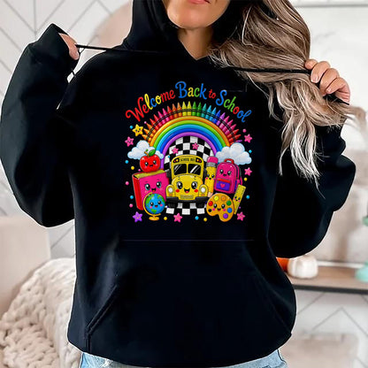 Best Student Shirt, Funny Back To School UnisexT-Shirt/Hoodie/Sweatshirt HLT00 - Welcome Back to School Cute Rainbow Bus Teacher Student Kids T-Shirt