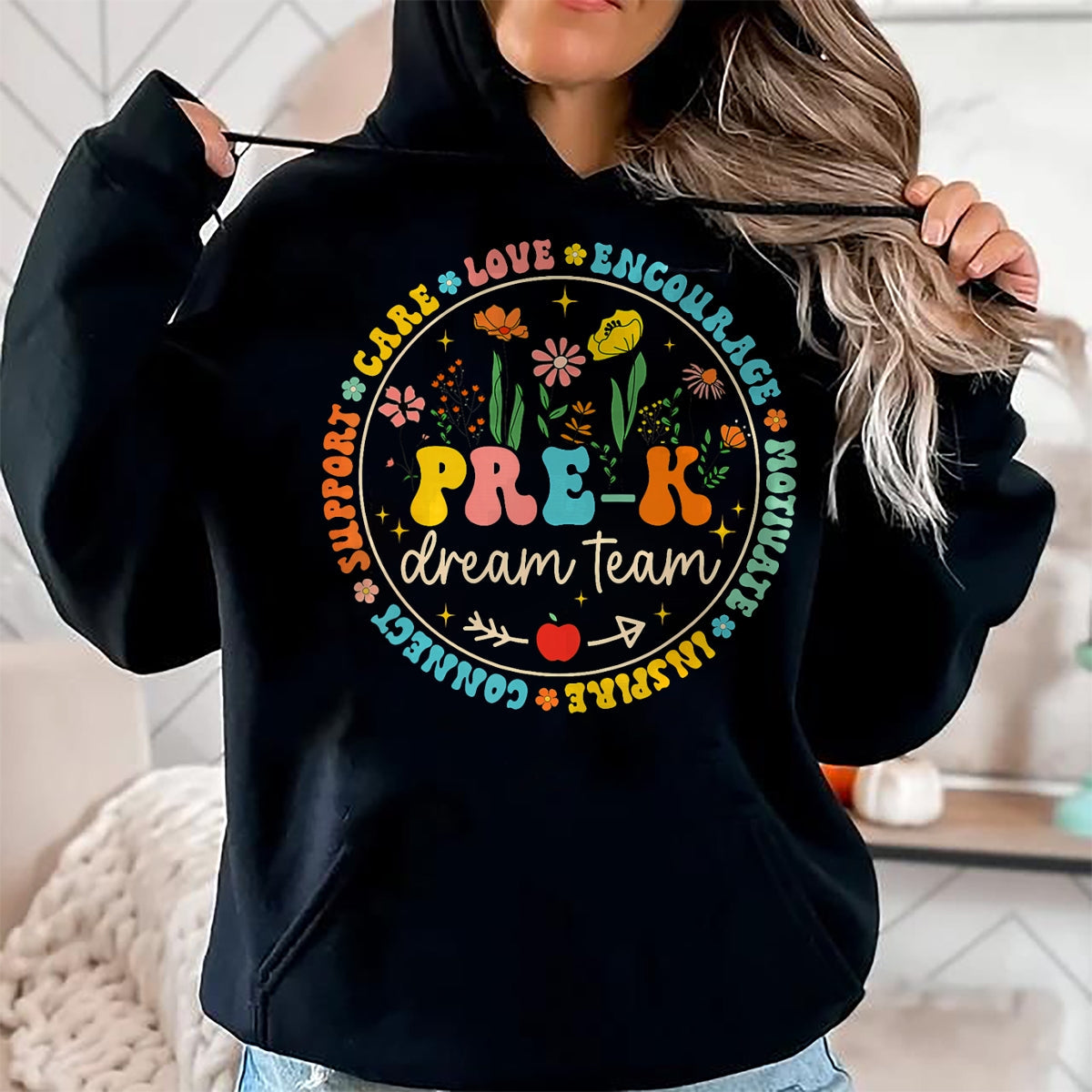 Best Student Shirt, Funny Back To School UnisexT-Shirt/Hoodie/Sweatshirt HLT00 - Pre-K Dream Team Back To School Teacher Care Love Floral T-Shirt