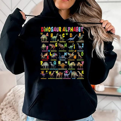 Best Dinosaur Lover Shirt, Funny Dinosaur UnisexT-Shirt/Hoodie/Sweatshirt HLT00 - Types of Dinosaurs Alphabet A-Z ABC Dino Boys Kids Girls T-Shirt, Men, Black, 3X-Large