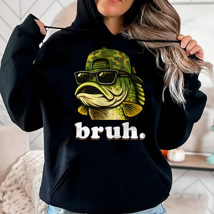 Funny Fishing Shirt, Gift For Fishing Lover Unisex T-Shirt/Hoodie/Sweatshirt HLT00 - Bruh Fishing Camo Bass Fish Funny Boys Kids Camouflage T-Shirt