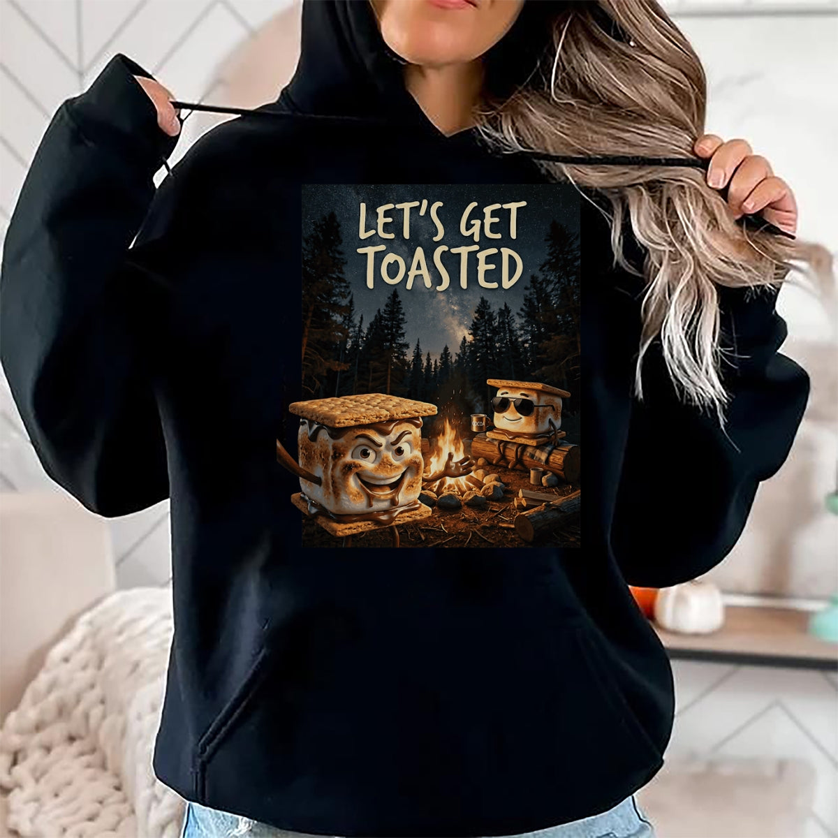 Funny Camping Shirt, Gift For Camping Lover Unisex T-Shirt/Hoodie/Sweatshirt HLT00 - Let_s Get Toasted Camping S_Mores Marshmallow Smores T-Shirt