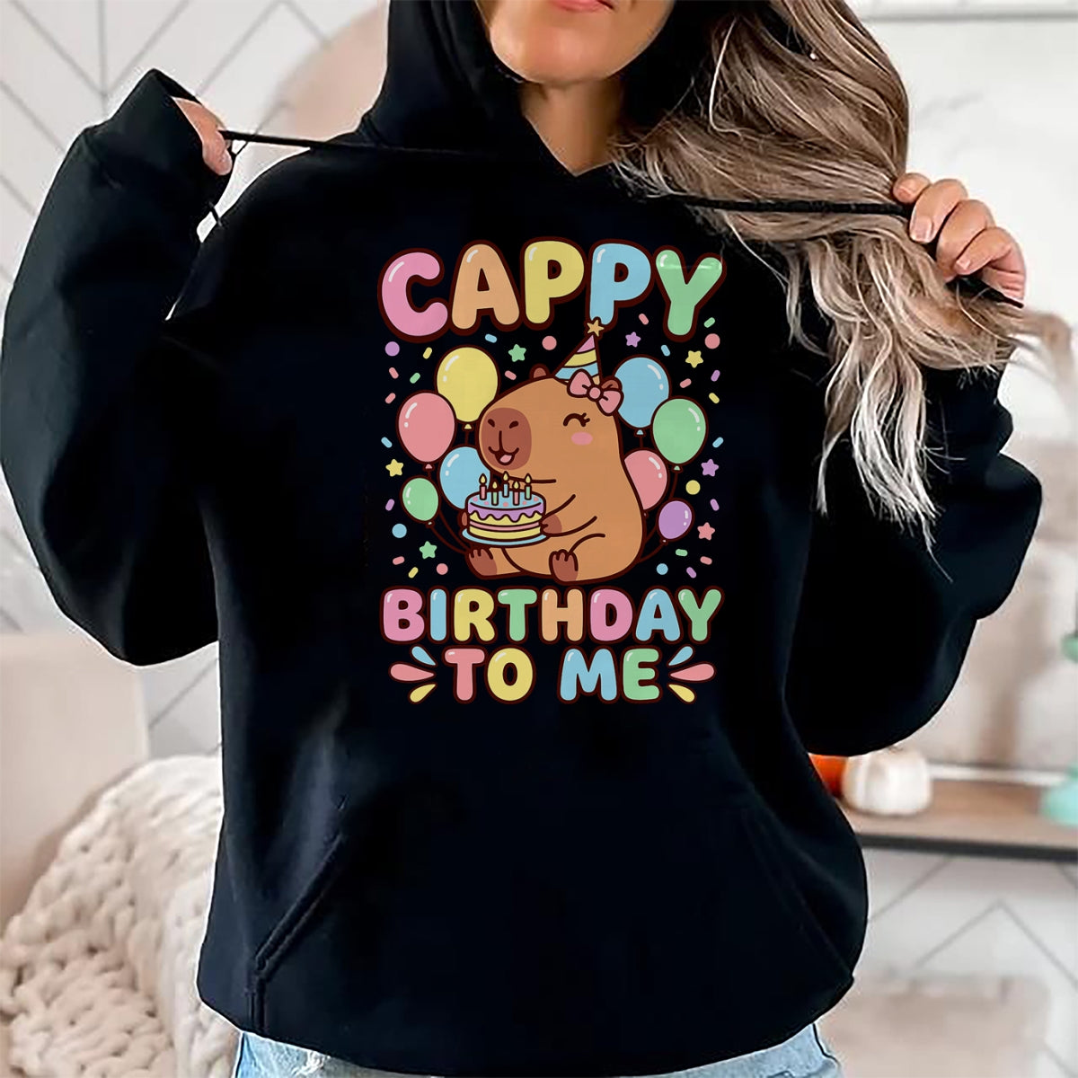 Cute Capybara Shirt, Funny Capybara UnisexT-Shirt/Hoodie/Sweatshirt HLT00 - Cappy Birthday Capybara Birthday to Me T-Shirt