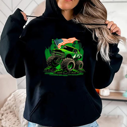 Patrick Day Shirts for Family, Funny Patrick Day shirts, st patrick's day Unisex T-Shirt/Hoodie/Sweatshirt HLT00 - Funny Leprechaun Monster Truck Shamrock St Patrick Day Boys T-Shirt