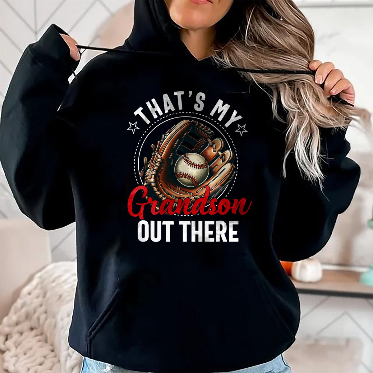 Best Grandma Shirt, Proud Grandma Unisex T-Shirt/Hoodie/Sweatshirt HLT00 - That's My Grandson Out There Baseball For Grandpa Grandma T-Shirt