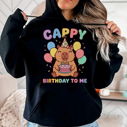 Cute Capybara Shirt, Funny Capybara UnisexT-Shirt/Hoodie/Sweatshirt HLT00 - Cappy Birthday to Me Happy Birthday T-Shirt