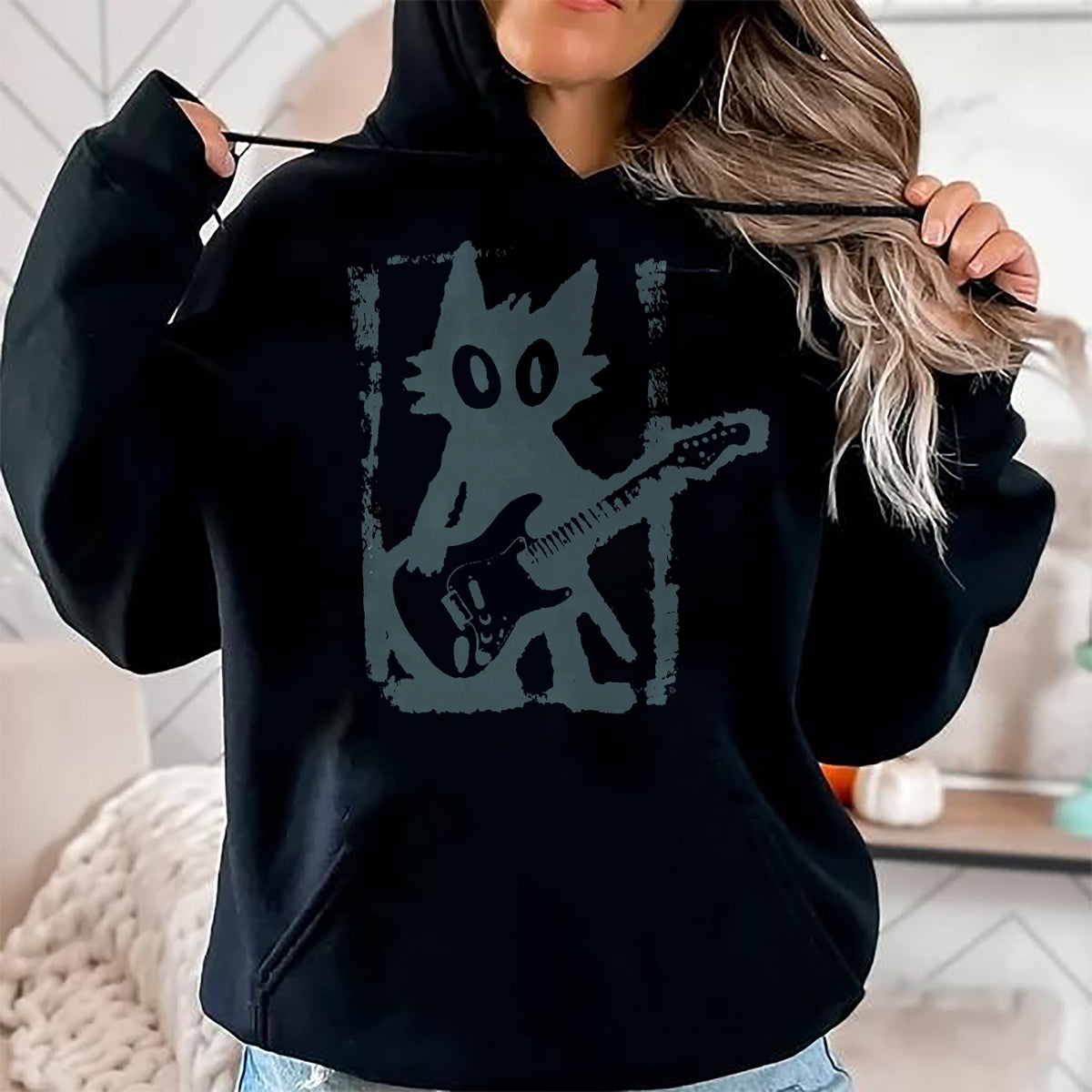 Guitar Lover Shirt, Funny Guitar UnisexT-Shirt/Hoodie/Sweatshirt HLT00 - Cat Playing Guitar Rock Star Rock and Roll Men Women Kids T-Shirt