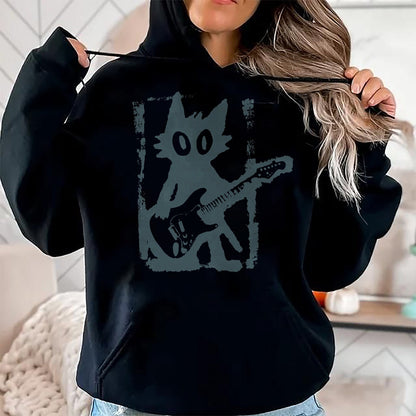 Guitar Lover Shirt, Funny Guitar UnisexT-Shirt/Hoodie/Sweatshirt HLT00 - Cat Playing Guitar Rock Star Rock and Roll Men Women Kids T-Shirt