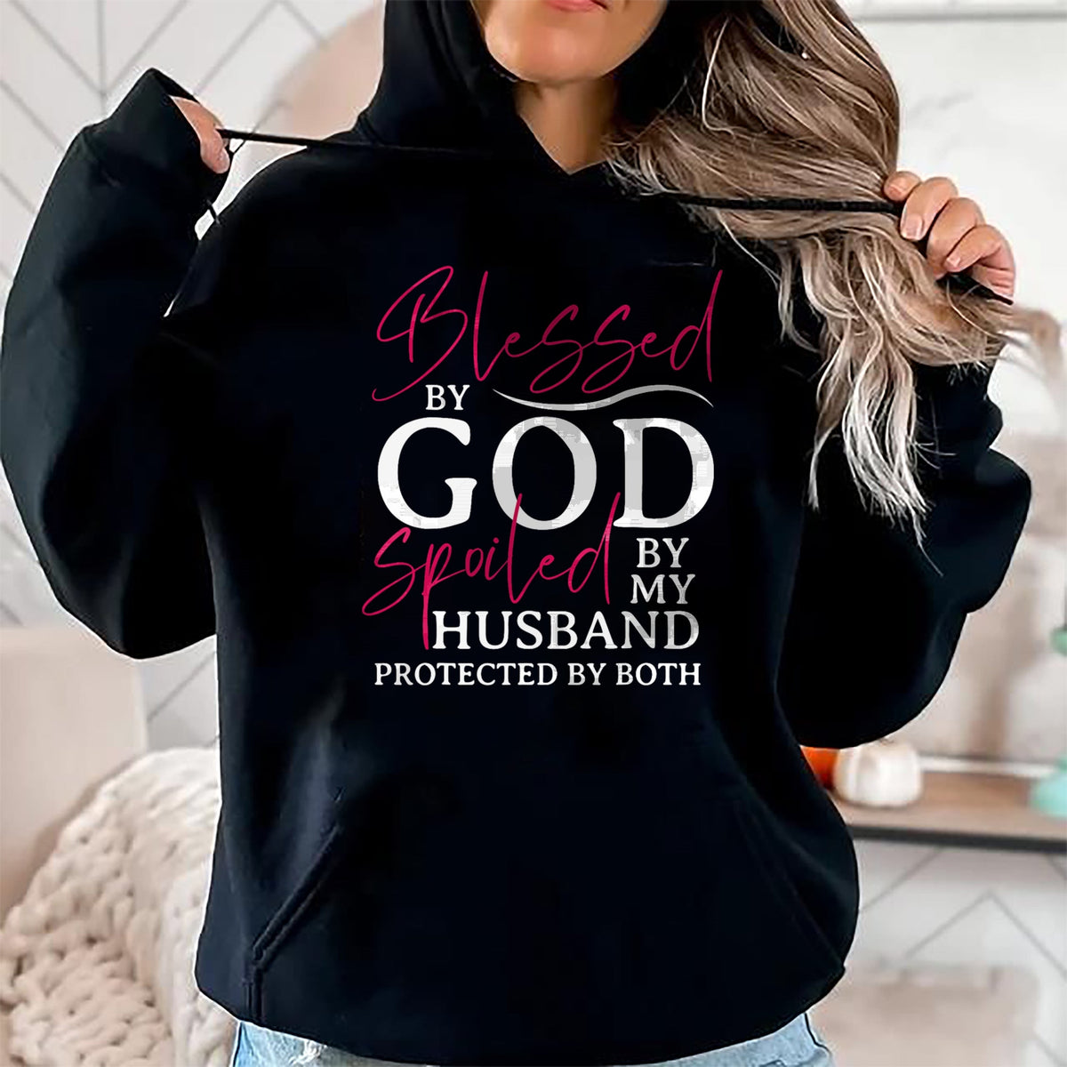 Best Wife Shirt, Wife and Husband Unisex T-Shirt/Hoodie/Sweatshirt HLT00 - Gift for wife T shirt, spoiled wife   Blessed By God Spoiled By My Husband Wife Mother Christian T-S