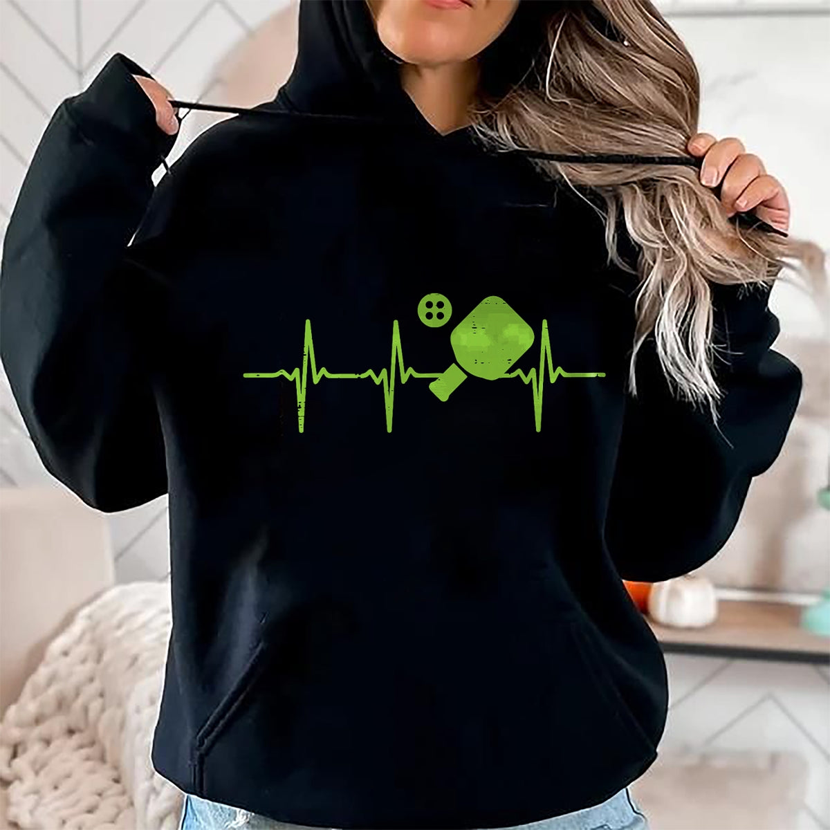 Funny Pickleball Shirt, Pickleball Lover Unisex T-Shirt/Hoodie/Sweatshirt HLT00 - Pickleball Heartbeat Funny Pickle Ball Sports Men Women Kids T-Shirt