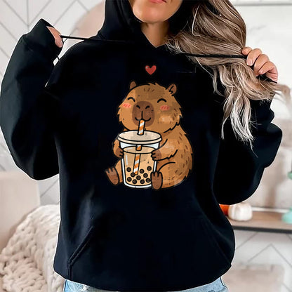 Cute Capybara Shirt, Funny Capybara UnisexT-Shirt/Hoodie/Sweatshirt HLT00 - Capybara Boba Bubble Milk Tea Cute Capy Rodent Men Women Kid T-Shirt