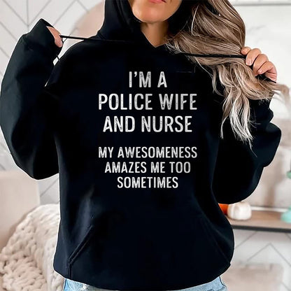 Funny Nurse Shirt, Nurse Unisex T-Shirt/Hoodie/Sweatshirt HLT00 - Police Wife Nurse Life Sometimes RN Mom T-Shirt