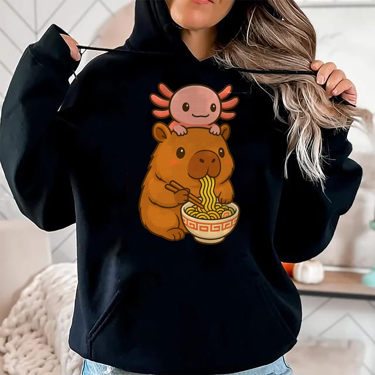 Cute Capybara Shirt, Funny Capybara UnisexT-Shirt/Hoodie/Sweatshirt HLT00 - Capybara Anime Ramen Axolotl Funny Graphic Kawaii Capibara T-Shirt