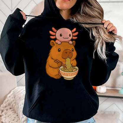 Cute Capybara Shirt, Funny Capybara UnisexT-Shirt/Hoodie/Sweatshirt HLT00 - Capybara Anime Ramen Axolotl Funny Graphic Kawaii Capibara T-Shirt