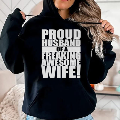 Best Wife Shirt, Wife and Husband Unisex T-Shirt/Hoodie/Sweatshirt HLT00 - Mens Proud Husband Awesome Wife Funny Valentines Day Gift T-Shirt