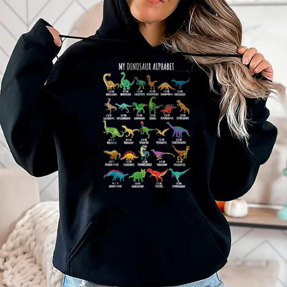 Best Dinosaur Lover Shirt, Funny Dinosaur UnisexT-Shirt/Hoodie/Sweatshirt HLT00 - Types of Dinosaurs Alphabet A-Z ABC Dino Identification T-Shirt, Youth, Purple, X-Small