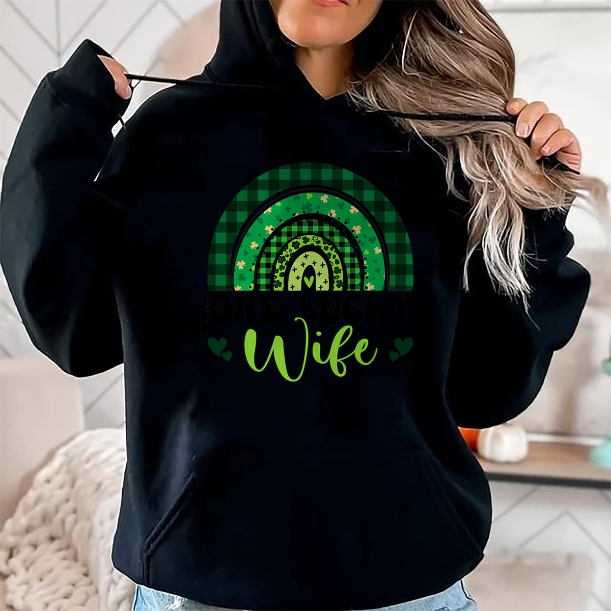 Best Wife Shirt, Wife and Husband Unisex T-Shirt/Hoodie/Sweatshirt HLT00 - Gift for wife T shirt, lucky wife   One Lucky Wife Rainbow Irish St Patricks Day Shamrock T-Shirt