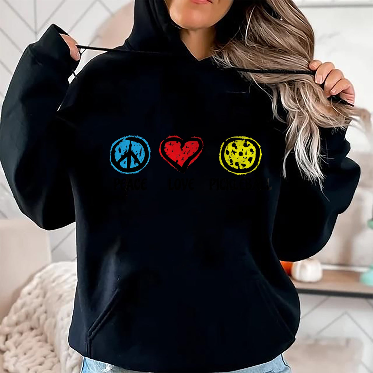 Funny Pickleball Shirt, Pickleball Lover Unisex T-Shirt/Hoodie/Sweatshirt HLT00 - Peace Love Pickleball Pickleball Shirt for Pickleball Player T-Shirt