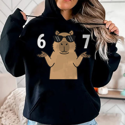 Cute Capybara Shirt, Funny Capybara UnisexT-Shirt/Hoodie/Sweatshirt HLT00 - 67 Meme Capybara Shirt 6 7 Hand Gesture Kids Slang Six Seven T-Shirt