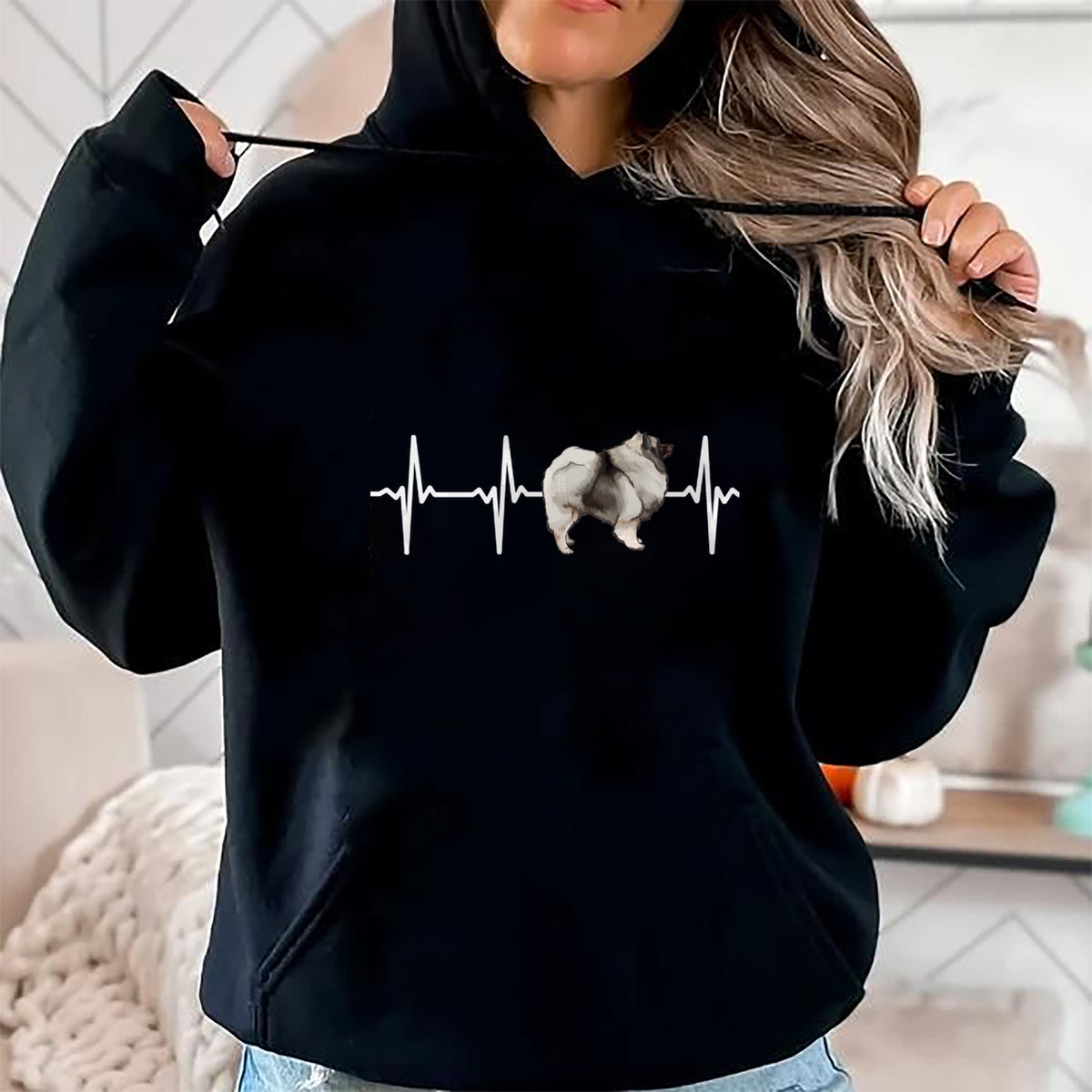 Dog Love Shirt, Dog Lover Gift T-Shirt/Hoodie/Sweatshirt HLT00 - Keeshond Heartbeat Love My Dog Long Sleeve T-Shirt
