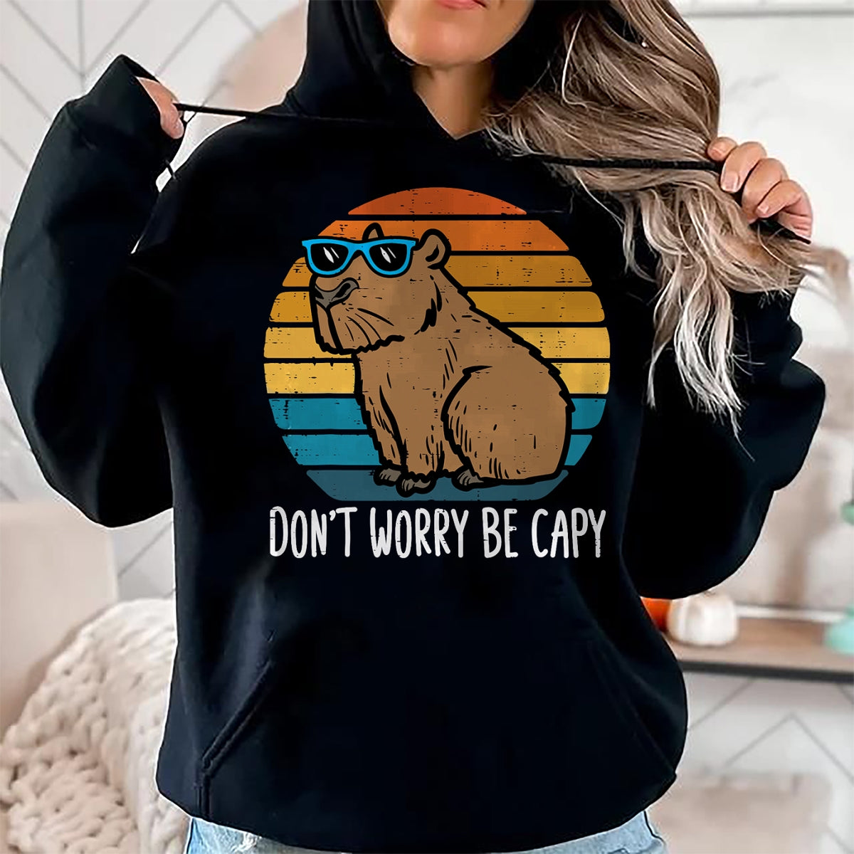 Cute Capybara Shirt, Funny Capybara Unisex T-Shirt/Hoodie/Sweatshirt HLT00 - Dont Worry Be Capy Capybara Retro Men Boys Kids Youth Women T-Shirt