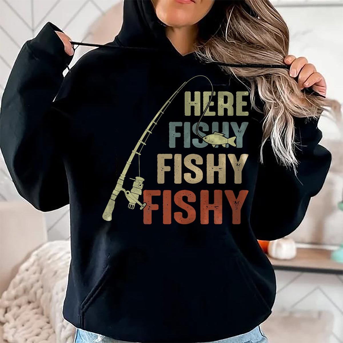 Funny Fishing Shirt, Gift For Fishing Lover Unisex T-Shirt/Hoodie/Sweatshirt HLT00 - Here Fishy Fishy Fishy Fishing Angler Deep Sea Fishing Funny T-Shirt