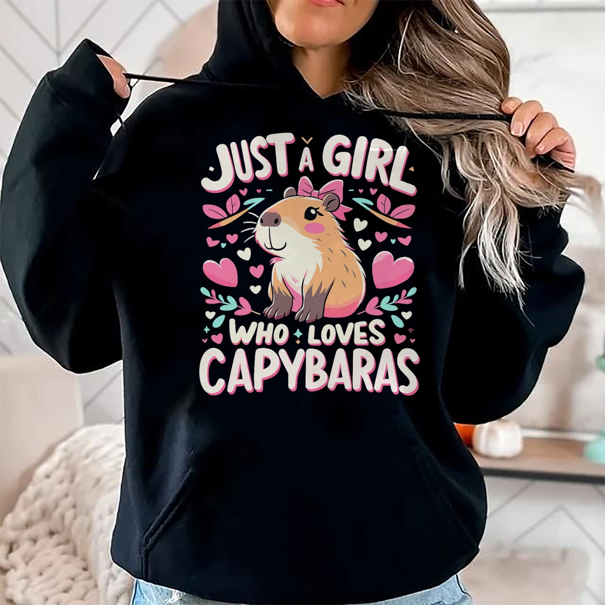 Cute Capybara Shirt, Funny Capybara Unisex T-Shirt/Hoodie/Sweatshirt HLT00 - Just a Girl who Loves Capybaras T-Shirt