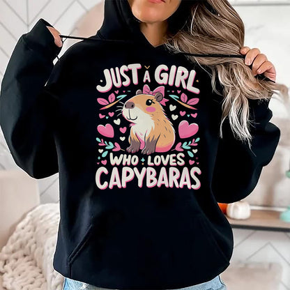 Cute Capybara Shirt, Funny Capybara Unisex T-Shirt/Hoodie/Sweatshirt HLT00 - Just a Girl who Loves Capybaras T-Shirt