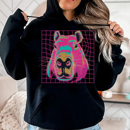 Cute Capybara Shirt, Funny Capybara Unisex T-Shirt/Hoodie/Sweatshirt HLT00 - Capybara Retro Art Long Sleeve T-Shirt