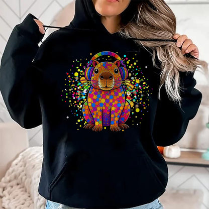 Cute Capybara Shirt, Funny Capybara UnisexT-Shirt/Hoodie/Sweatshirt HLT00 - Funny Capybara Dots Art Animal Lovers Students Boys Girls T-Shirt (1)