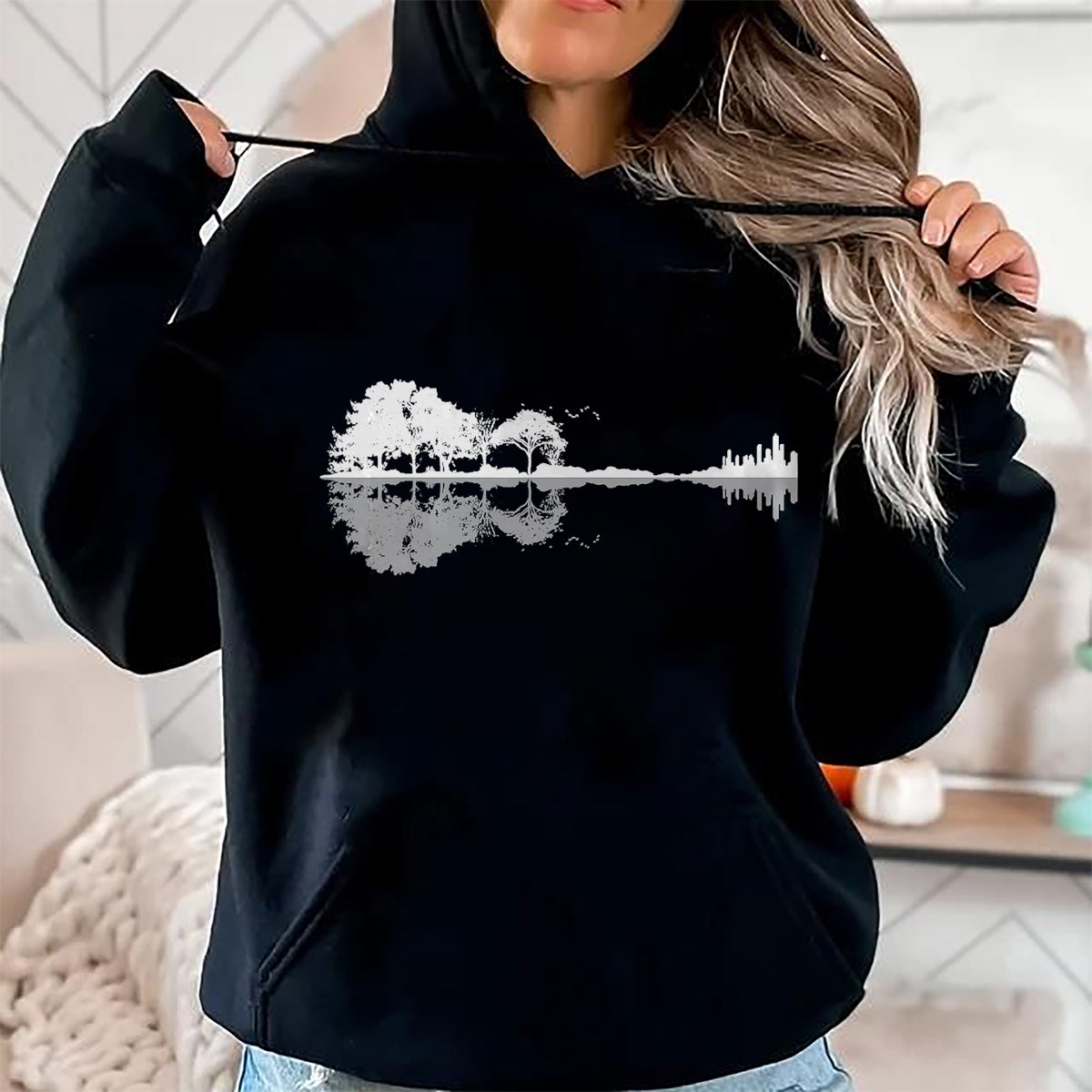 Guitar Lover Shirt, Funny Guitar UnisexT-Shirt/Hoodie/Sweatshirt HLT00 - Retro Forest Funny Nature Guitar Classic Music T-Shirt