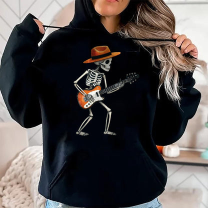 Guitar Lover Shirt, Funny Guitar UnisexT-Shirt/Hoodie/Sweatshirt HLT00 - Skeleton Playing Electric Guitar Rock Halloween Boys Men Tee T-Shirt