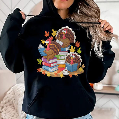Best Thanksgiving Family Shirt , Funny Thanksgiving UnisexT-Shirt/Hoodie/Sweatshirt HLT00 - Turkey Reading Books Fall Season Thanksgiving Teacher Book T-Shirt