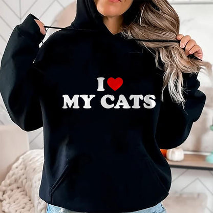 Cat Love Shirt, Funny Cat Lover Gift UnisexT-Shirt/Hoodie/Sweatshirt HLT00 - I Love My Cats T-Shirt, Women, Black, X-Small (1)