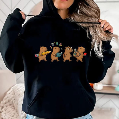 Cute Capybara Shirt, Funny Capybara Unisex T-Shirt/Hoodie/Sweatshirt HLT00 - Funny Capybara Back to School Teacher Student T-Shirt