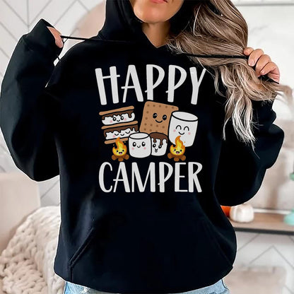 Funny Camping Shirt, Gift For Camping Lover Unisex T-Shirt/Hoodie/Sweatshirt HLT00 - Kawaii Smore Happy Camper Camping Crew Trip Campfire Squad T-Shirt, Men, Black, 3X-Large