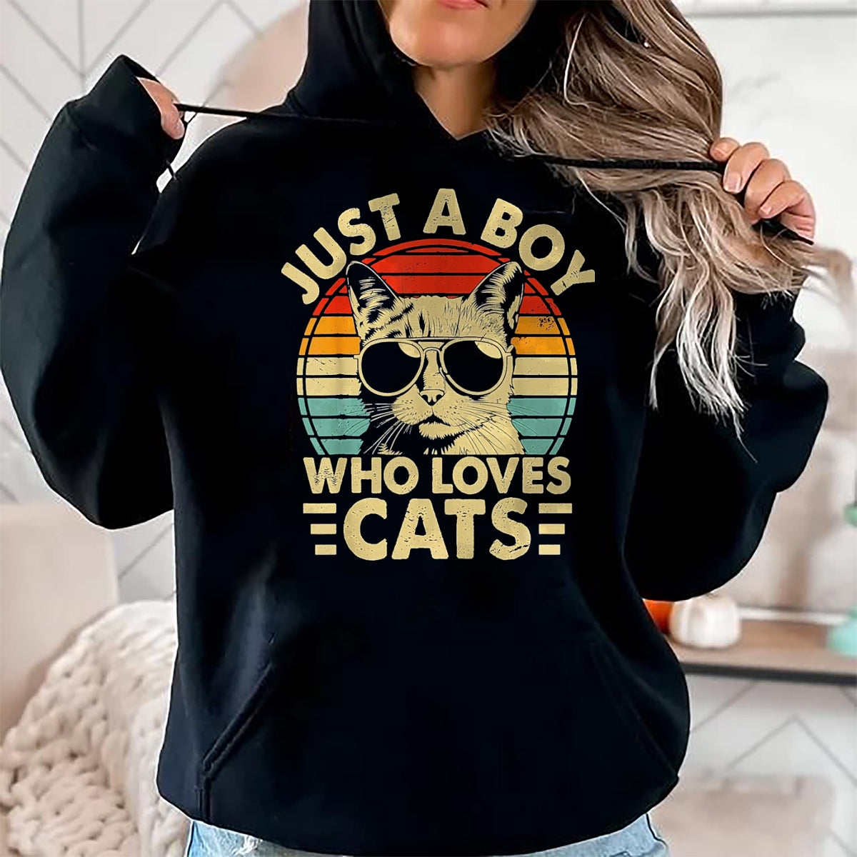 Cat Love Shirt, Funny Cat Lover Gift UnisexT-Shirt/Hoodie/Sweatshirt HLT00 - Vintage Just A Boy Who Loves Cats Boy Kitten Cat Lover Boys T-Shirt, Youth, Heather Blue, Small