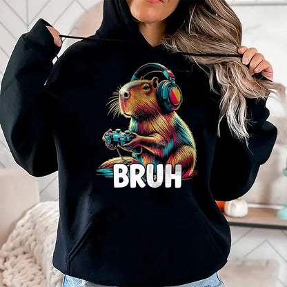Cute Capybara Shirt, Funny Capybara UnisexT-Shirt/Hoodie/Sweatshirt HLT00 - Bruh Capybaras Funny Video Games Capybara T-Shirt, Men, Black, 3X-Large