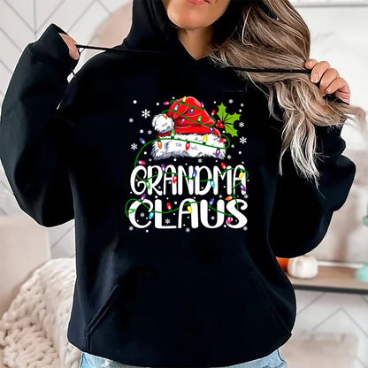 Best Grandma Shirt, Proud Grandma Unisex T-Shirt/Hoodie/Sweatshirt HLT00 - Grandma Claus Christmas Lights Pajama Family Matching T-Shirt