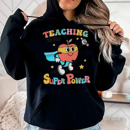 Best Teacher Shirt, Funny Teacher UnisexT-Shirt/Hoodie/Sweatshirt HLT00 - Retro Teaching is My Superpower Apple Teacher Appreciation T-Shirt