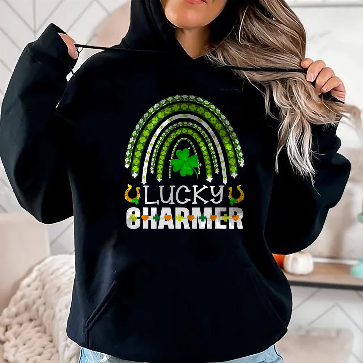 Patrick Day Shirts for Family, Funny Patrick Day shirts, st patrick's day Unisex T-Shirt/Hoodie/Sweatshirt HLT00 - Lucky Charmer Funny St Patrick Day  Rainbow Shamrock T-Shirt