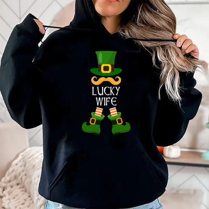 Best Wife Shirt, Wife and Husband Unisex T-Shirt/Hoodie/Sweatshirt HLT00 - Gift for wife T shirt, lucky wife   Lucky Wife Leprechaun Matching Family St Patricks Day T-Shirt
